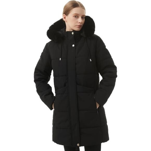 Women's Winter Puffer Coat Jacket Waterproof Black - Picture 4 of 6